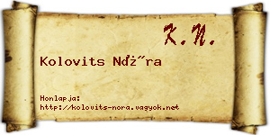 Kolovits Nóra névjegykártya
