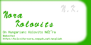 nora kolovits business card